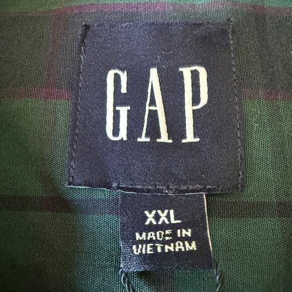 GAP Men's Stretch Long Sleeve Collared Green Sycamore Plaid Shirt Size XXL NWT - Picture 6 of 9